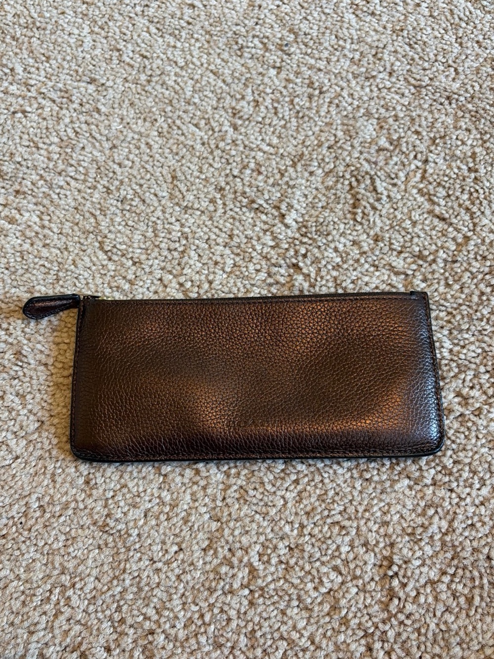Coach Brown Solid Zip Wallet Card Pouch/Credit Card Holder